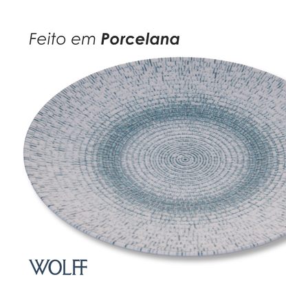 Prato Raso Azahara 25cm Azul Porcelana - Wolff