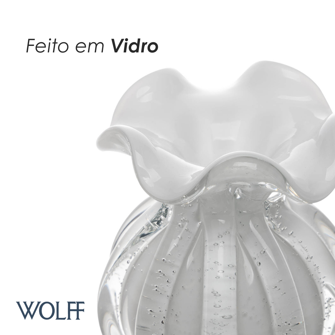 Vaso Italy 11cm x 13cm Branco Leitoso Vidro - Wolff