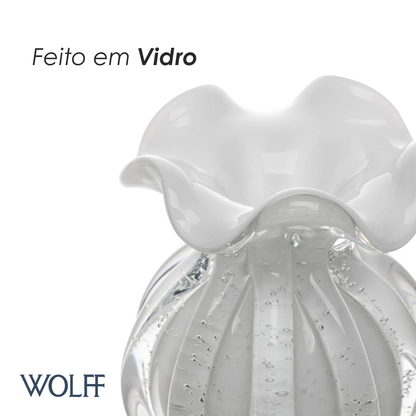 Vaso Italy 11cm x 13cm Branco Leitoso Vidro - Wolff