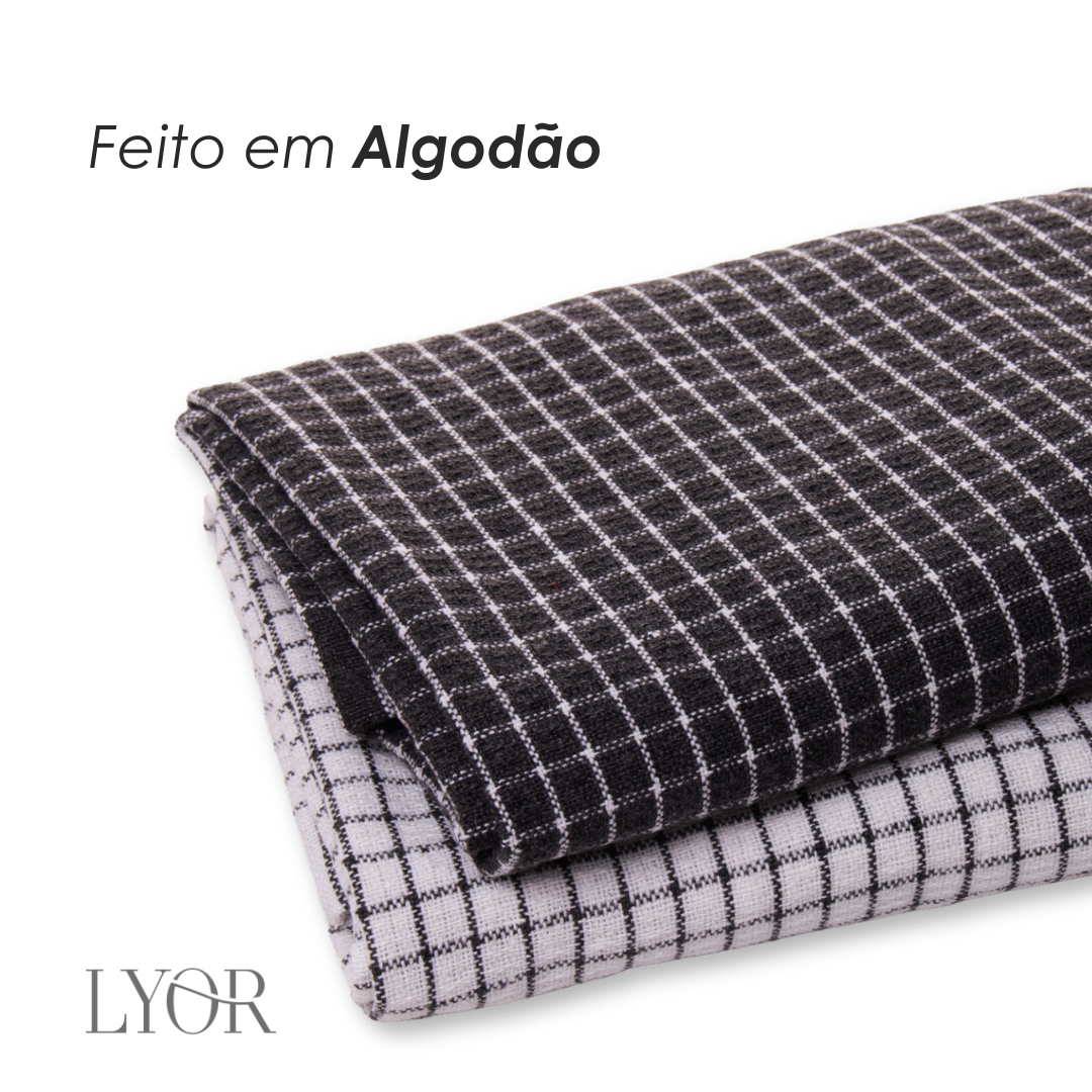 Conjunto 2 Panos de Prato Verona 60cm x 40cm Cinza Algodão - Lyor