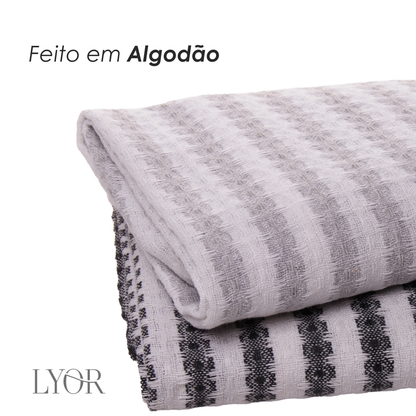 Conjunto 2 Panos de Prato  Verona 60cm x 40cm Cinza e Branco Algodão - Lyor