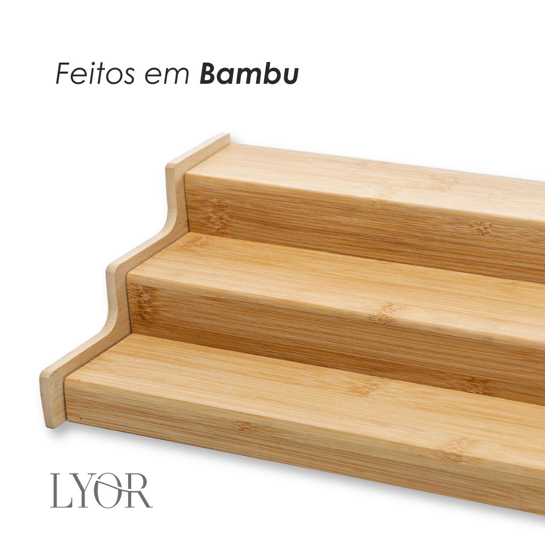 Organizador Extesível para Temperos Nature 56,5cm x 19,5cm x 10,5cm Bambu - Lyor