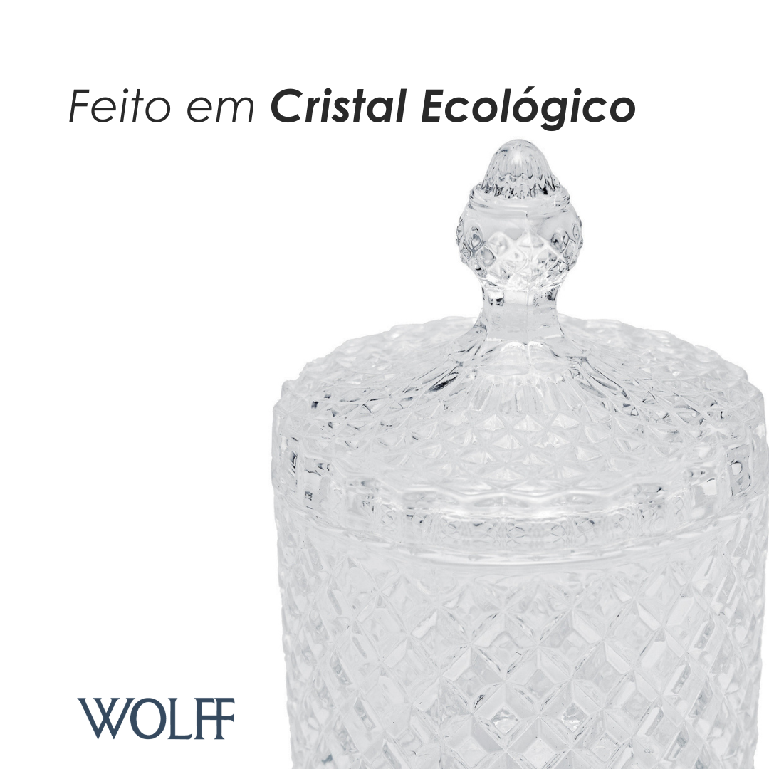 Potiche Decorativo de Cristal com Tampa Litt 10,5cm x 10,5cm x 17cm - Wolff