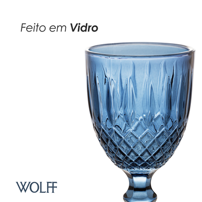 Taça Água Greek 320ml Azul Vidro – Wolff