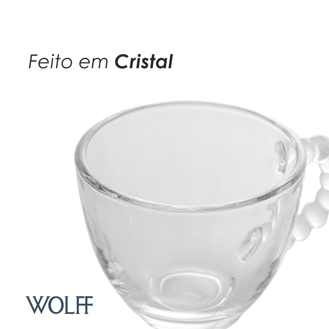 Conjunto 4 Xícaras de Café de Cristal sem Pires Pearl 80ml - Wolff