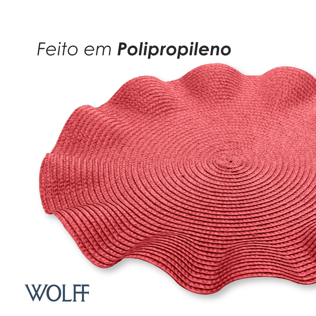 Lugar Americano de Polipropileno Babado Vermelho 38cm - Wolff