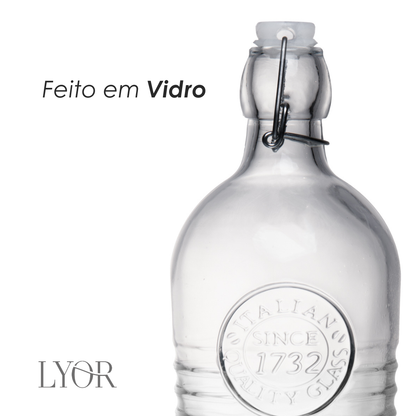 Garrafa com Tampa Hermética 1L Vidro - Lyor