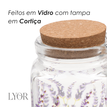 Pote Quadrado com Tampa e Colher Provence 290ml Vidro - Lyor+