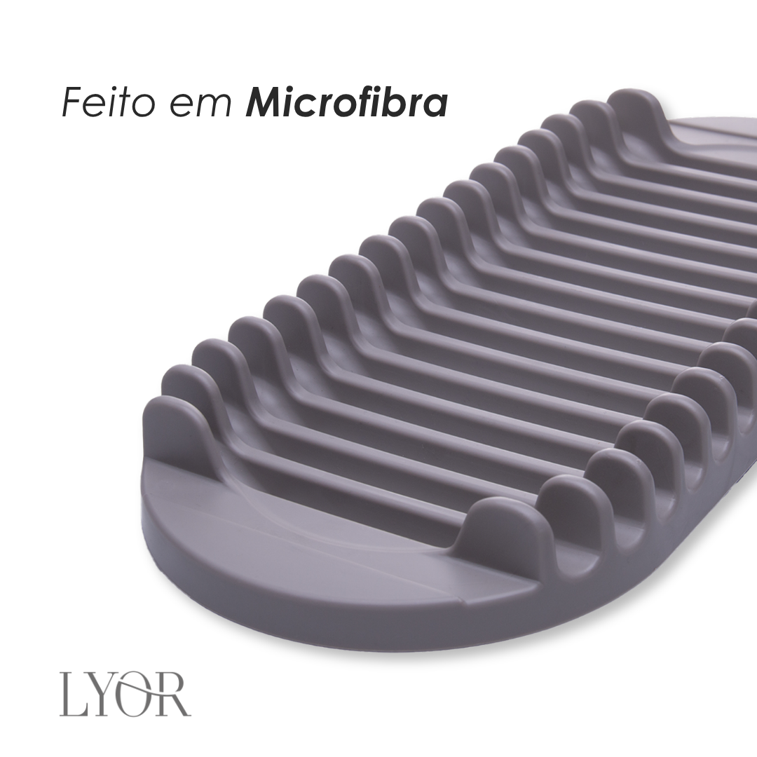 Tapete para Secar Louças com Escorredor de Pratos 43cm x 35cm x 4cm Cinza Microfibra – Lyor
