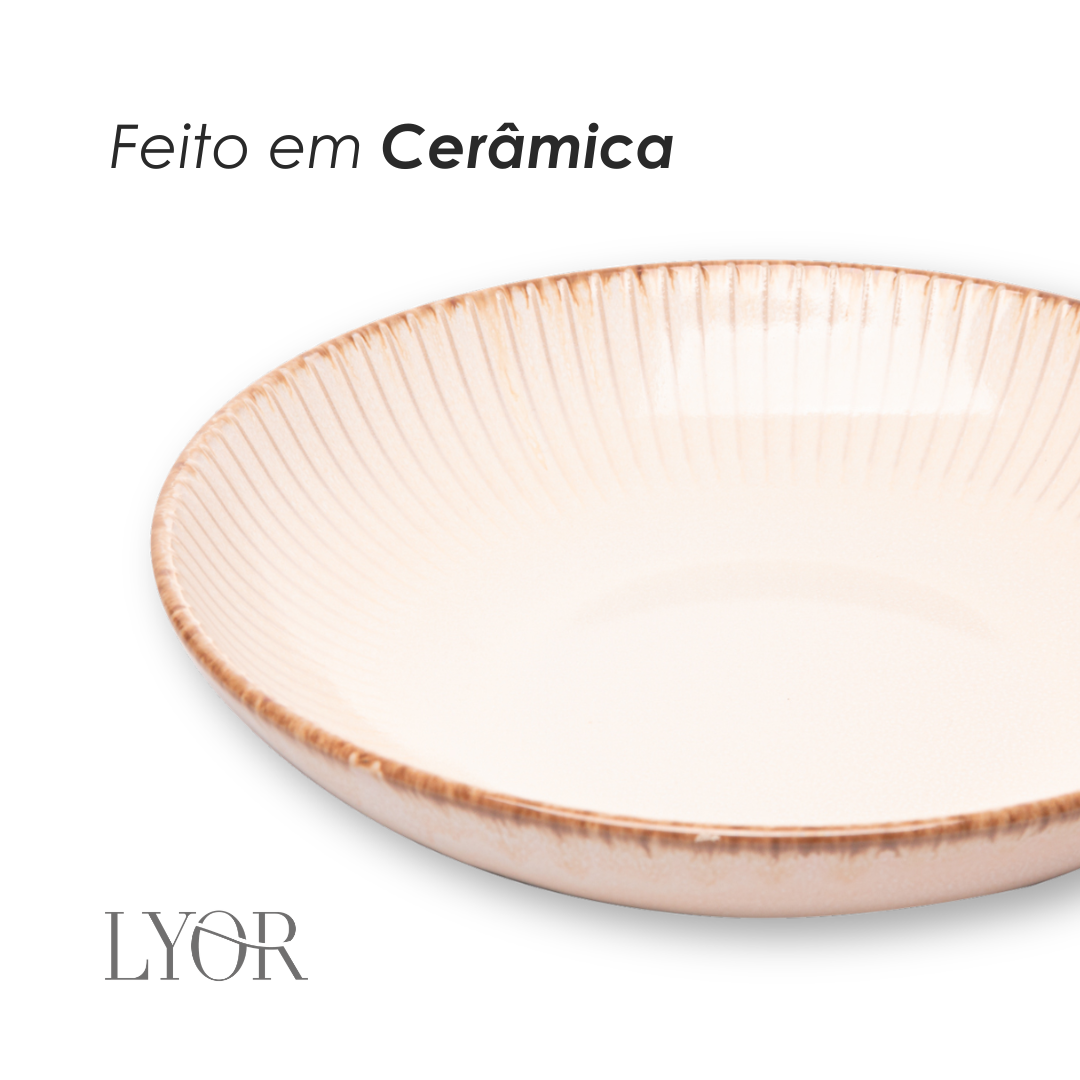 Prato para Massa Linear Cerâmica Branco - Lyor