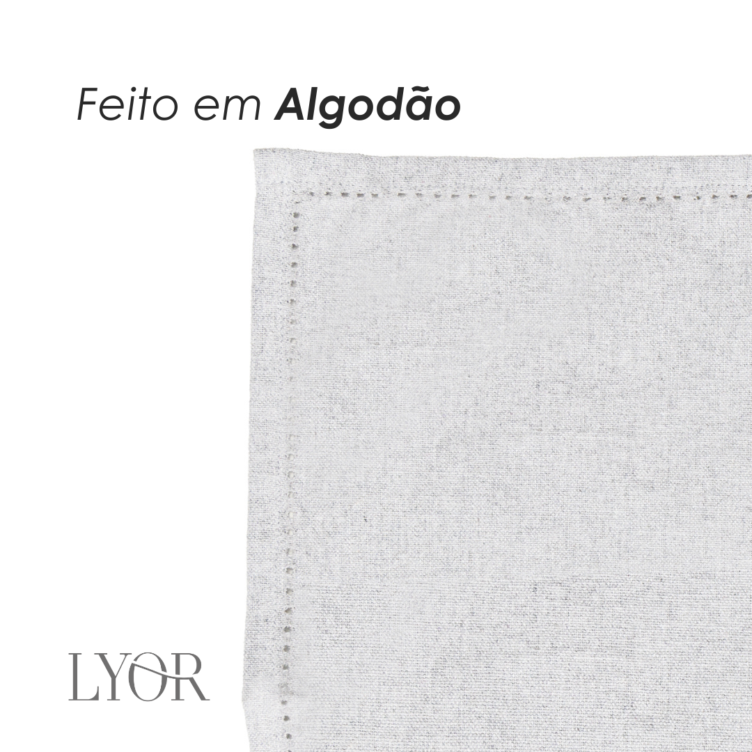 Conjunto 4 Guardanapos Momentos 40cm x 40cm Cinza Algodão - Lyor