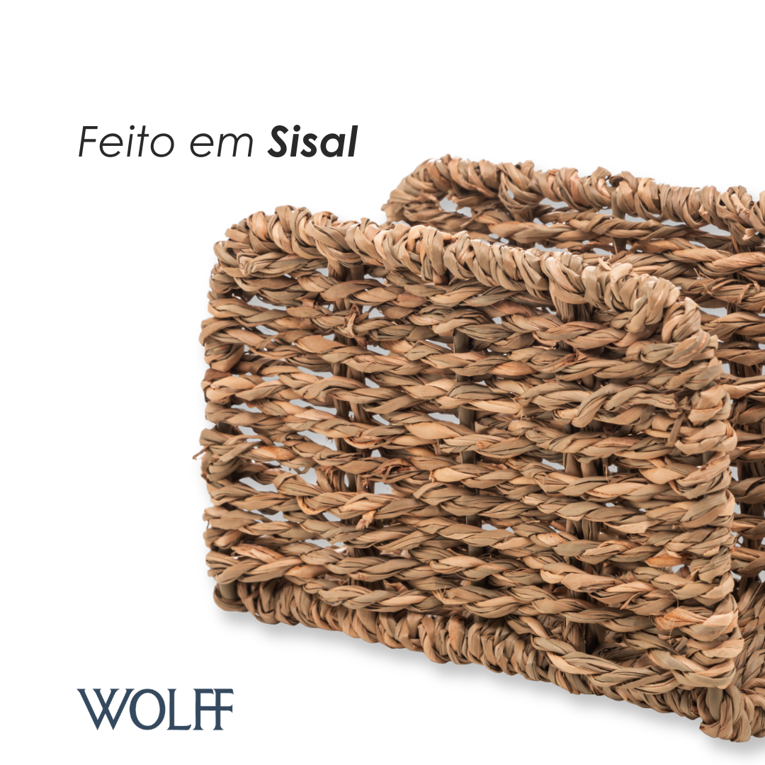 Porta Guardanapos de Sisal 12cm x 6,5cm x 8cm - Wolff