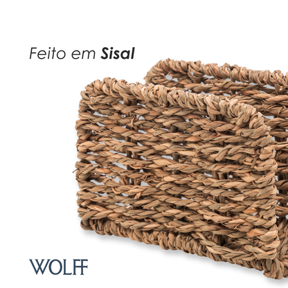 Porta Guardanapos de Sisal 12cm x 6,5cm x 8cm - Wolff