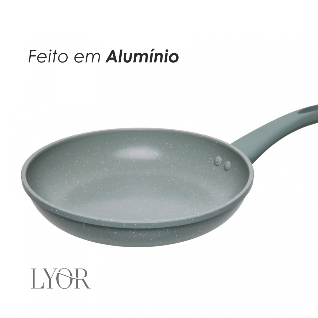 Frigideira de Indução Granito Chef 24cm Verde Alumínio com Revestimento Antiaderente - Lyor