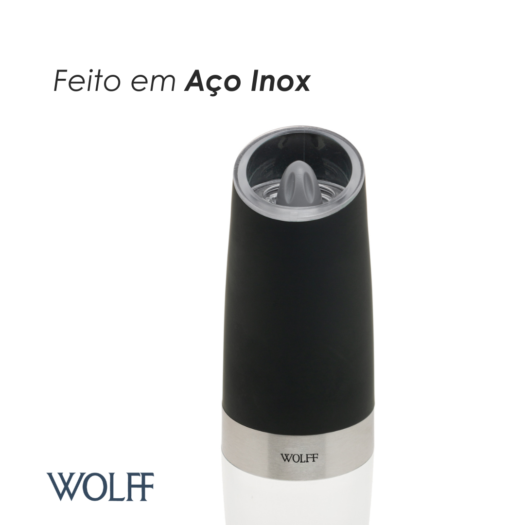 Moedor de Temperos Automático em Aço Inox Preto - Wolff