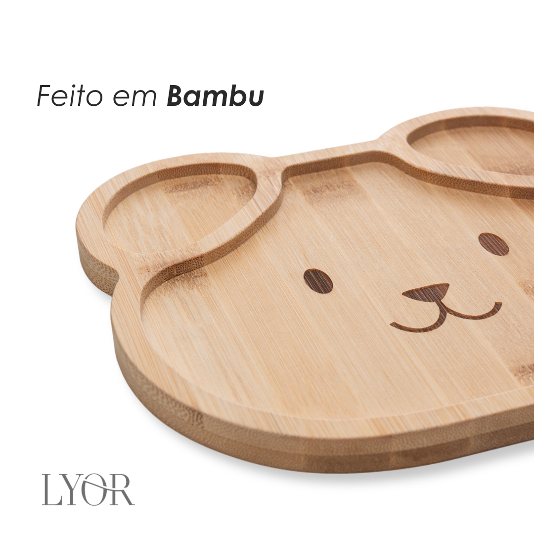Prato Infantil Dog 20cm x 20cm x 1,2cm Bambu - Lyor
