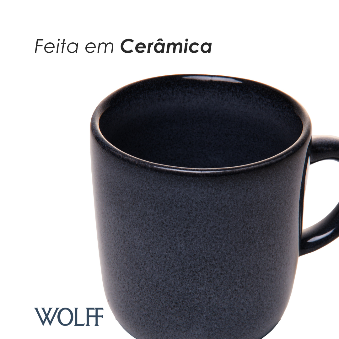 Caneca Raízes 170ml Azul Cerâmica - Wolff