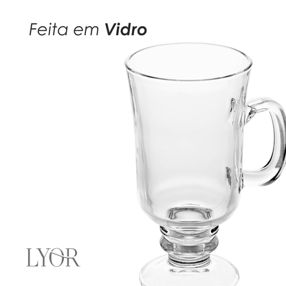 Caneca Irish Coffe com Alça e Pé 115ml Vidro - Lyor