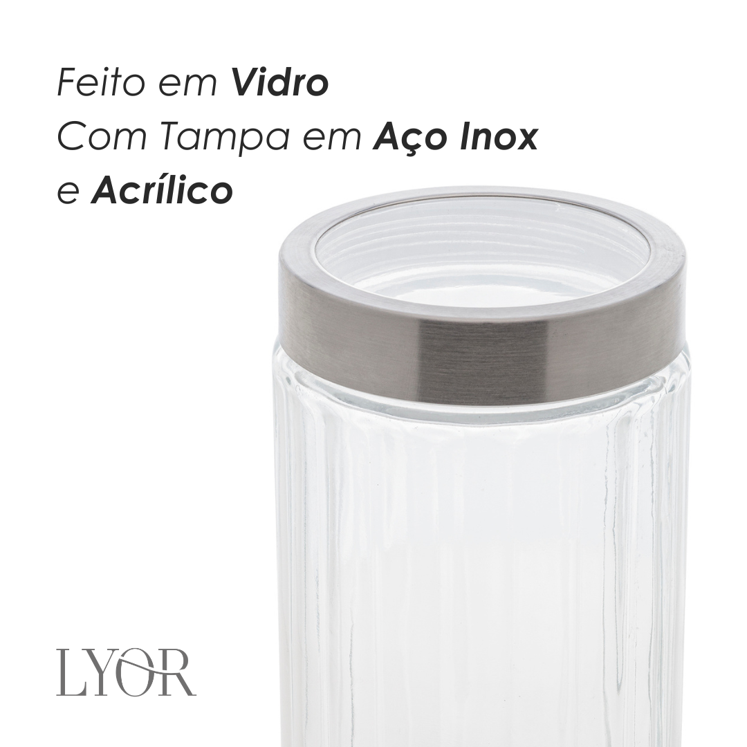 Pote de Vidro com Tampa de Aço Inox Sydney - Lyor