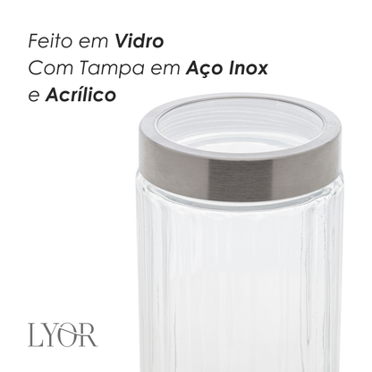 Pote de Vidro com Tampa de Aço Inox Sydney - Lyor
