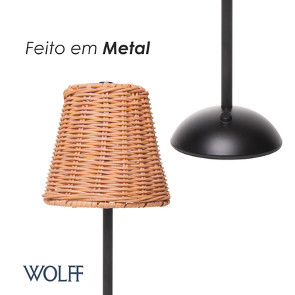 Luminária de Mesa Led Moana Preta Metal - Wolff