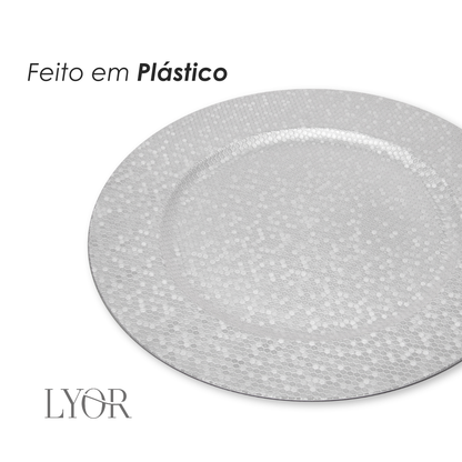 Sousplat Shine 33cm Prateado Plástico - Lyor