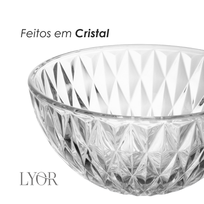 Conjunto 5 Peças Bowl e 4 Taças de Sobremesa Diamond 1,1L/120ml Cristal - Lyor