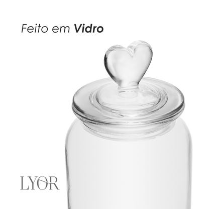 Pote com Tampa Coração Vidro - Lyor