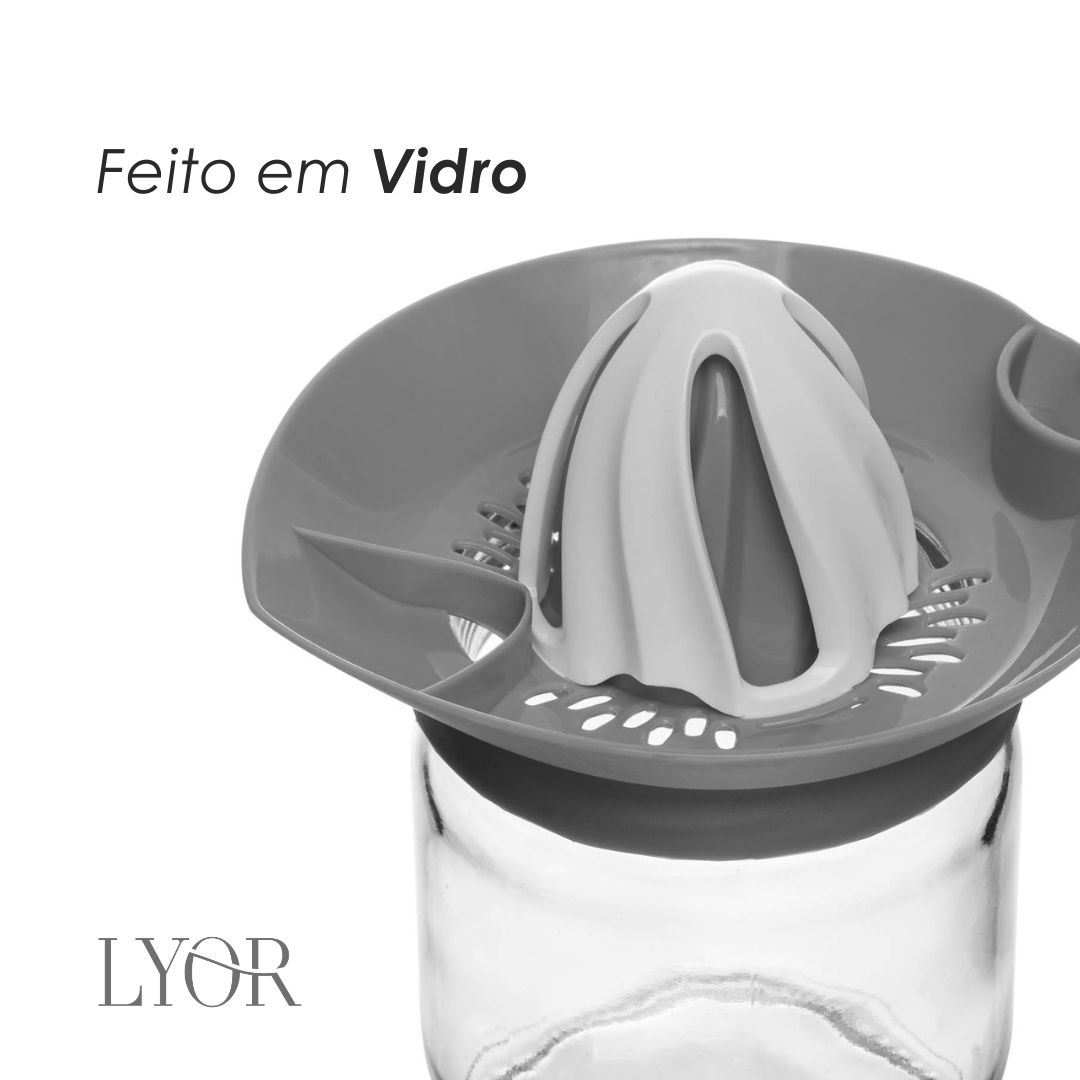 Jarra com Espremedor de Frutas Cítricas Siena 300ml Cinza Vidro - Lyor