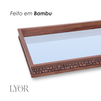 Bandeja com Espelho Rustic 25cm x 35cm x 5cm Madeira - Lyor