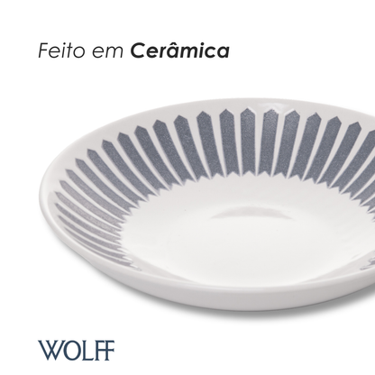 Prato Fundo Mediterrâneo 21,5cm Azul Cerâmica - Wolff