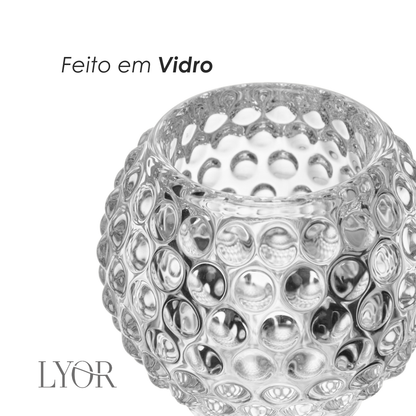Porta Velas Bolhas 8cm x 8cm x 6cm Vidro - Lyor