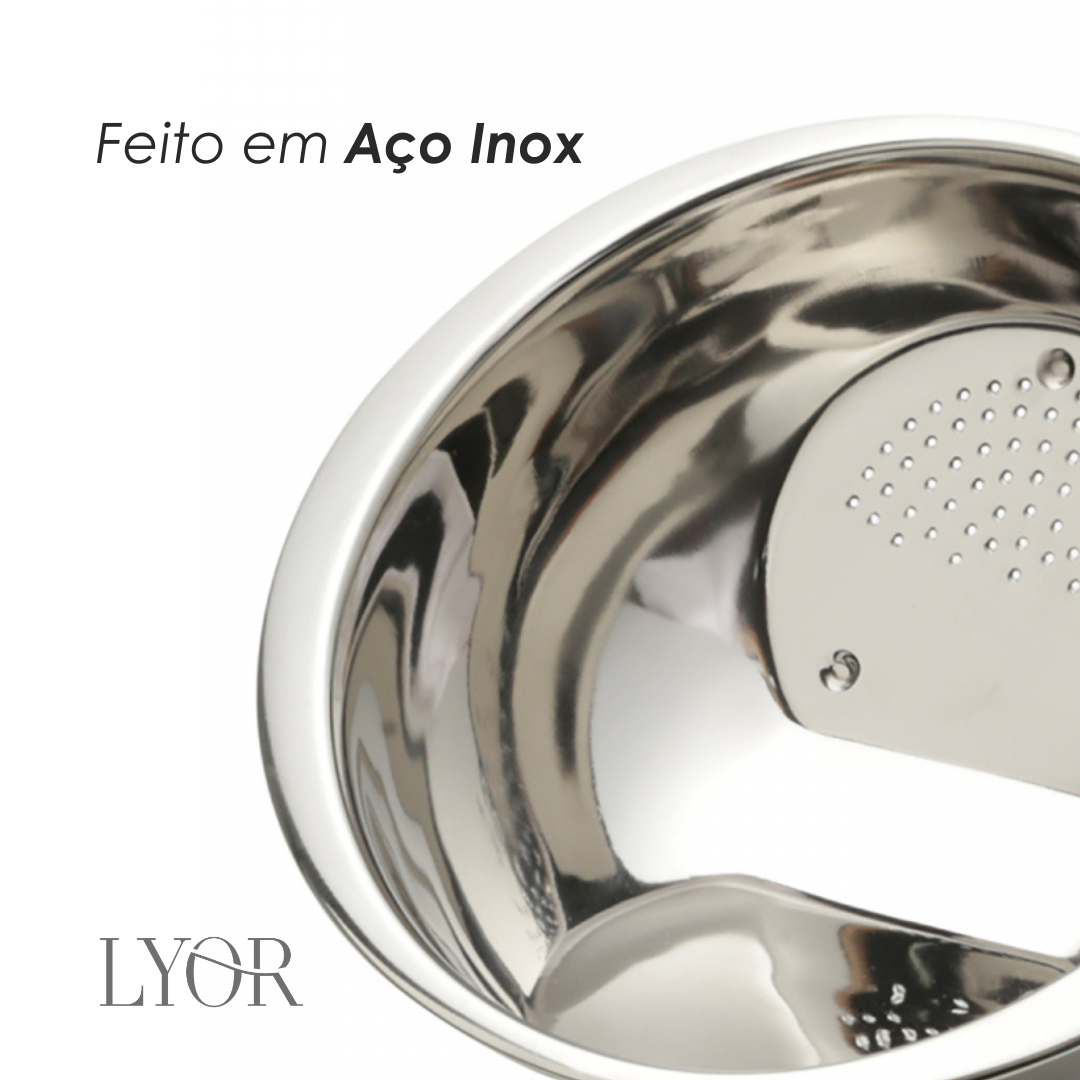Escorredor de Arroz de Aço Inox Prime 25cm - Lyor