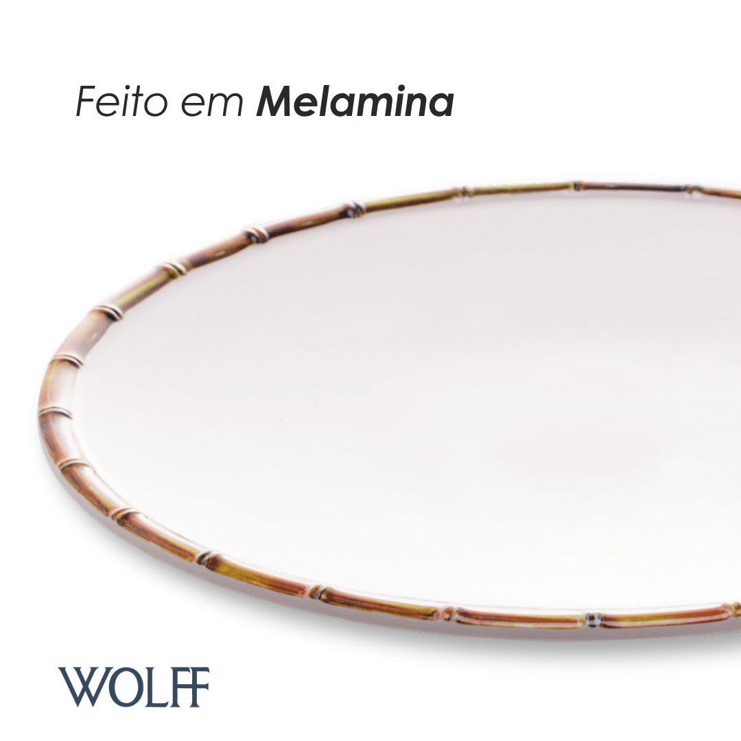 Prato Raso de Melamina Bambu Branco 27cm - Wolff