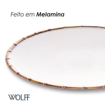 Prato Raso de Melamina Bambu Branco 27cm - Wolff