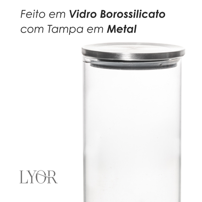 Pote Hermético de Vidro Borossilicato com Tampa em Metal 550ml - Lyor