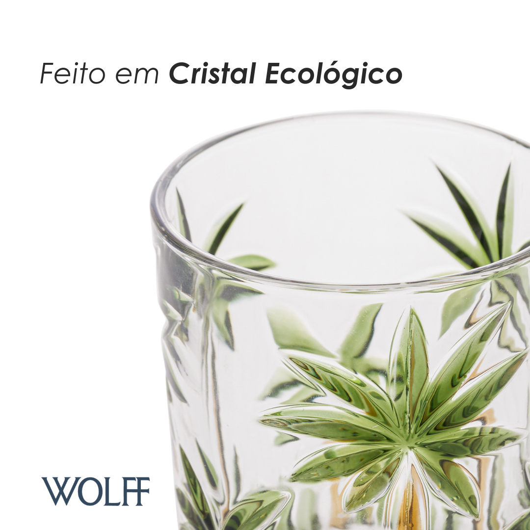 Copo Baixo Palm Tree Handpaint 340ml Cristal Ecológico - Wolff