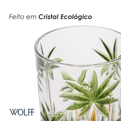 Copo Baixo Palm Tree Handpaint 340ml Cristal Ecológico - Wolff