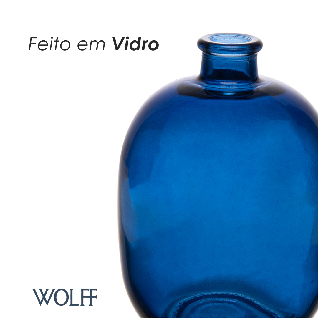 Vaso Horizon 14cm x 10cm Azul Vidro - Wolff