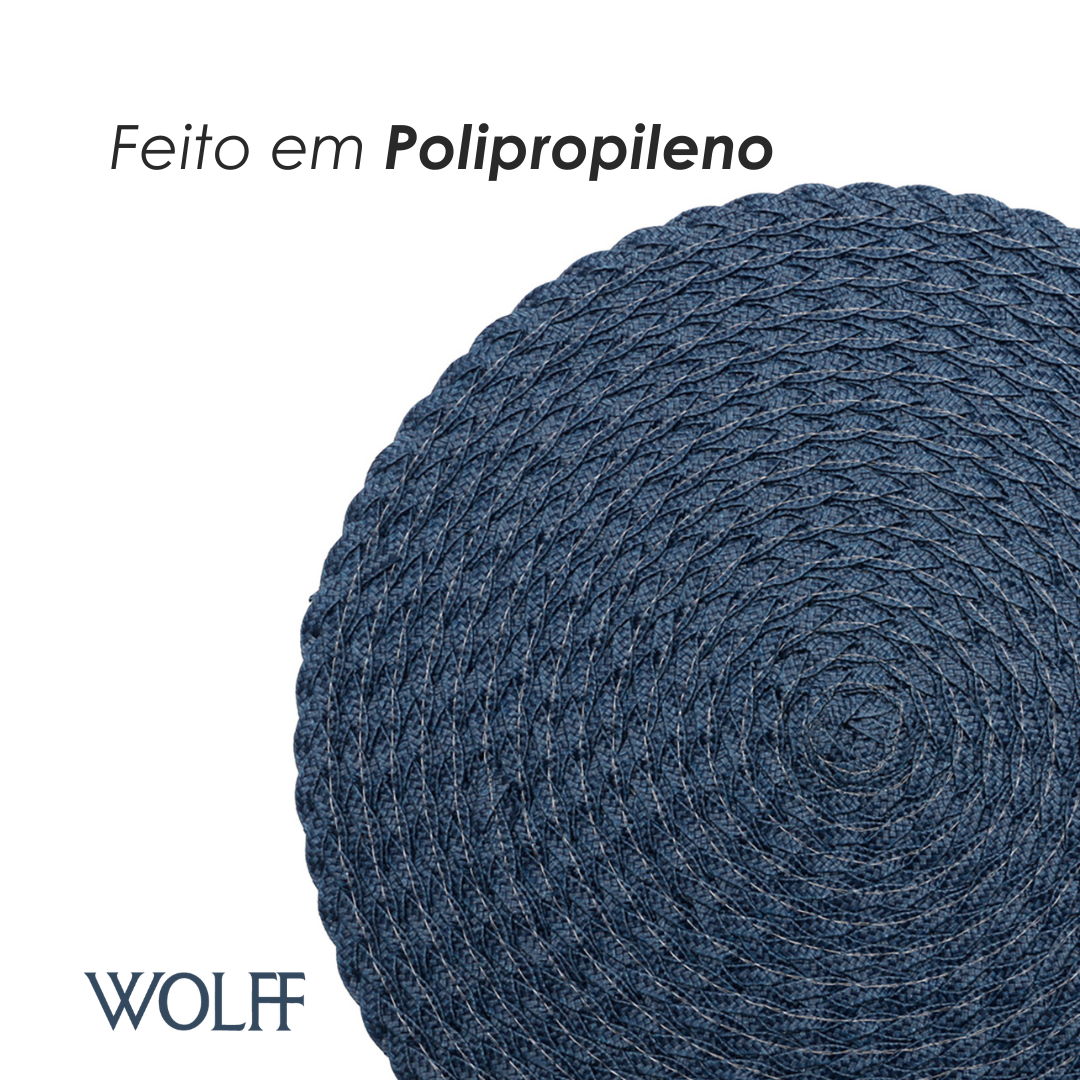 Lugar Americano de Polipropileno Leaf Azul Escuro 38cm - Wolff
