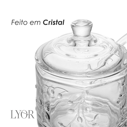 Açucareiro Petit com Colher New Butterfly 8,5cm x 8,5cm x 10,5cm Cristal - Lyor
