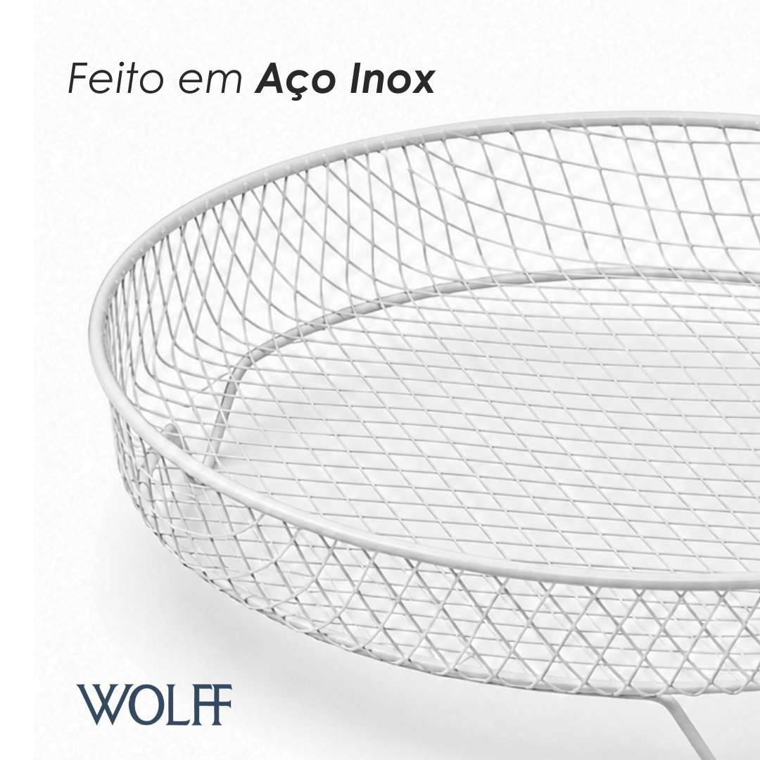 Suporte Redondo de Aço Inox Empilhável para Air Fryer 19,5cm x 19,5cm x 4,5cm - Wolff