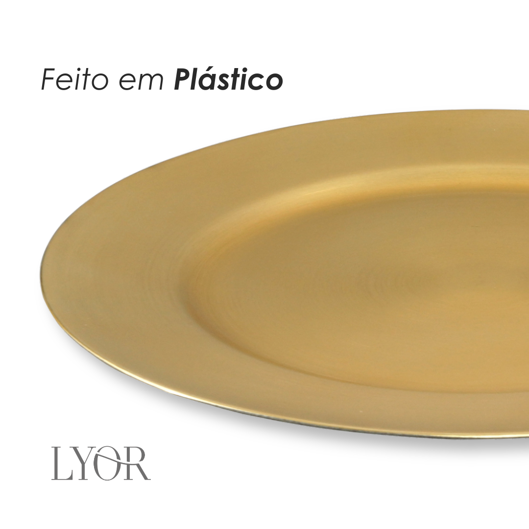 Sousplat de Plástico Opala Dourado 33cm - Lyor