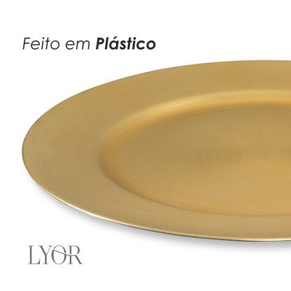 Sousplat de Plástico Opala Dourado 33cm - Lyor
