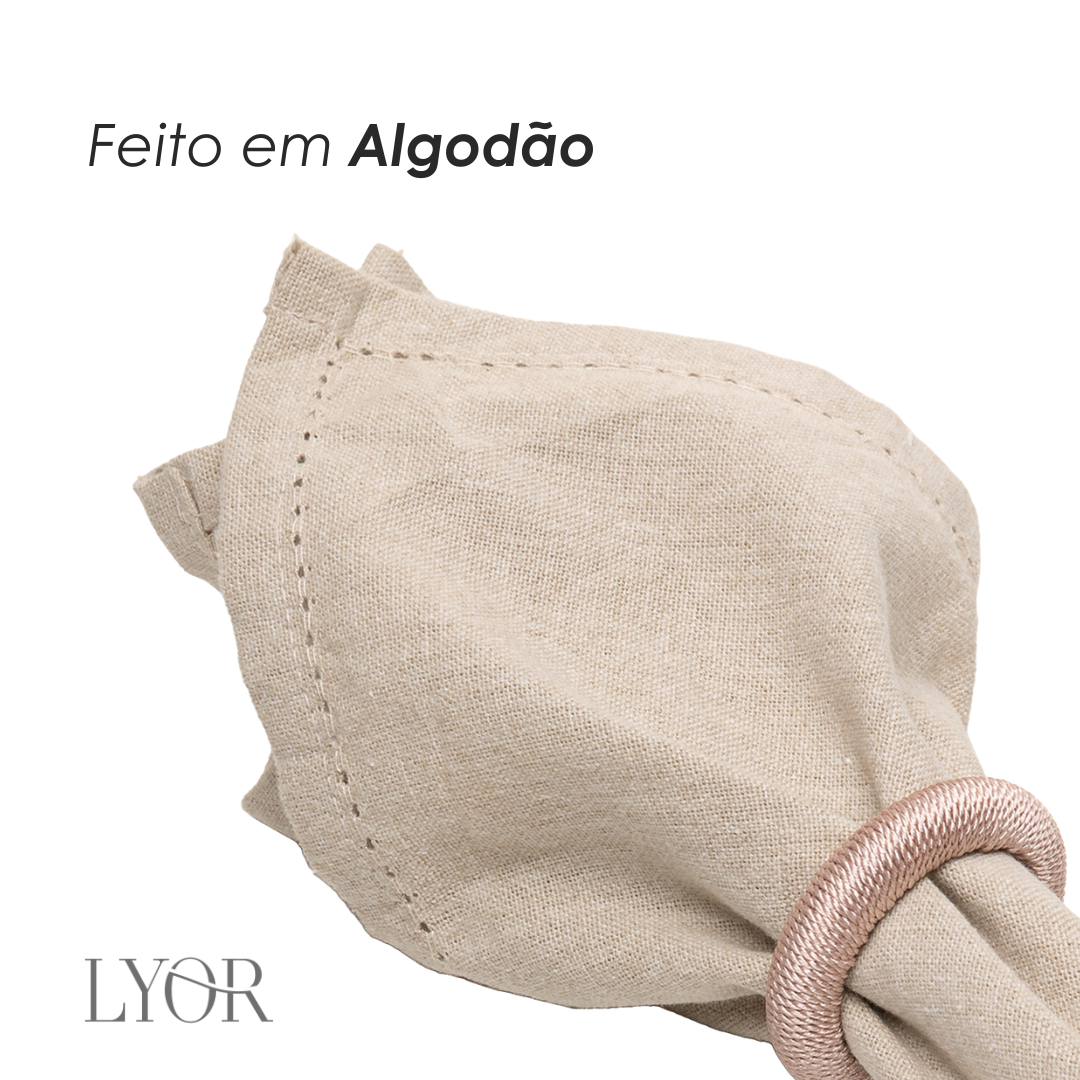 Conjunto 4 Guardanapos Momentos 40cm x 40cm Bege Algodão - Lyor