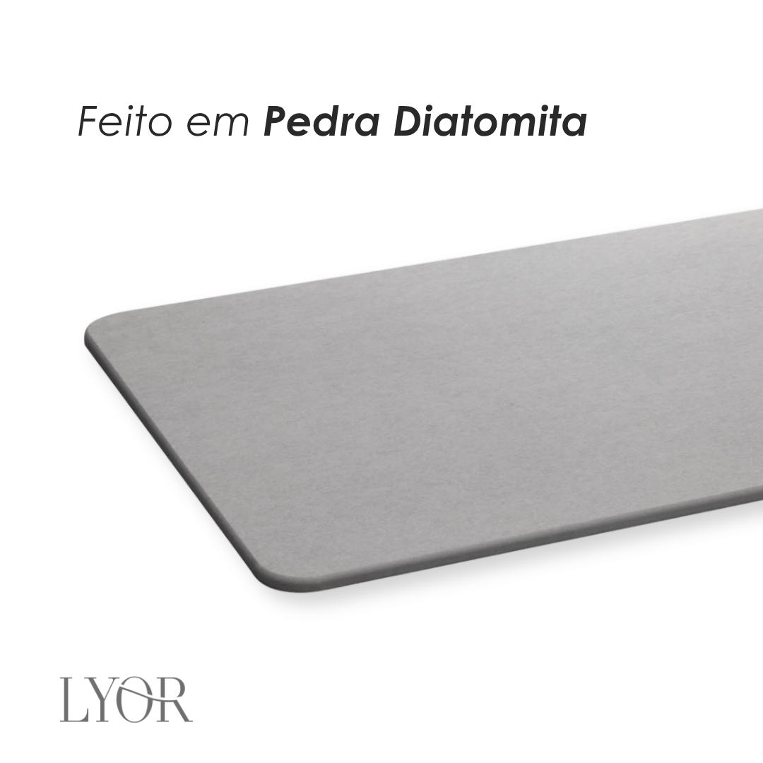 Tapete para Banheiro Stone 60cm x 39cm Cinza Pedra Diatomita - Lyor