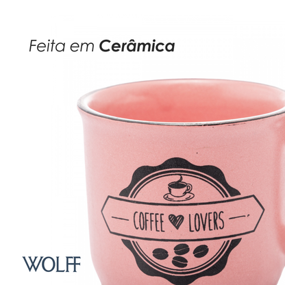 Conjunto 4 Canecas de Café de Cerâmica Coffee Lovers 60ml - Wolff