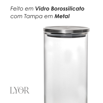 Pote Hermético de Vidro Borossilicato com Tampa em Metal 750ml - Lyor