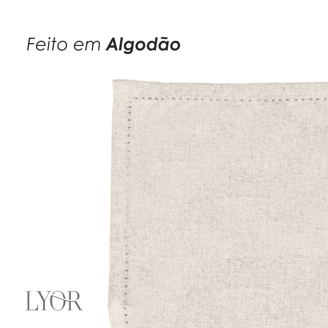 Conjunto 4 Guardanapos Momentos 40cm x 40cm Off White Algodão - Lyor