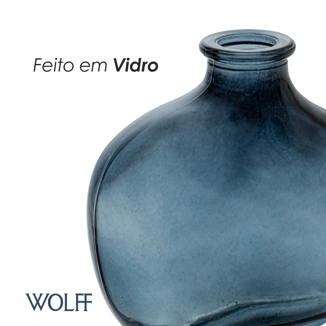 Vaso Organics 11cm x 10cm x 5,5cm Azul Vidro - Wolff